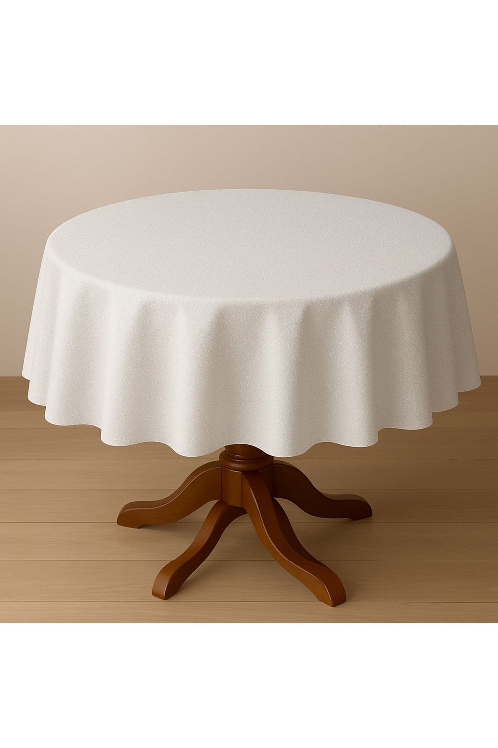 Polyester Keten Dertsiz Simli Yuvarlak Masa Örtüsü 160Cm