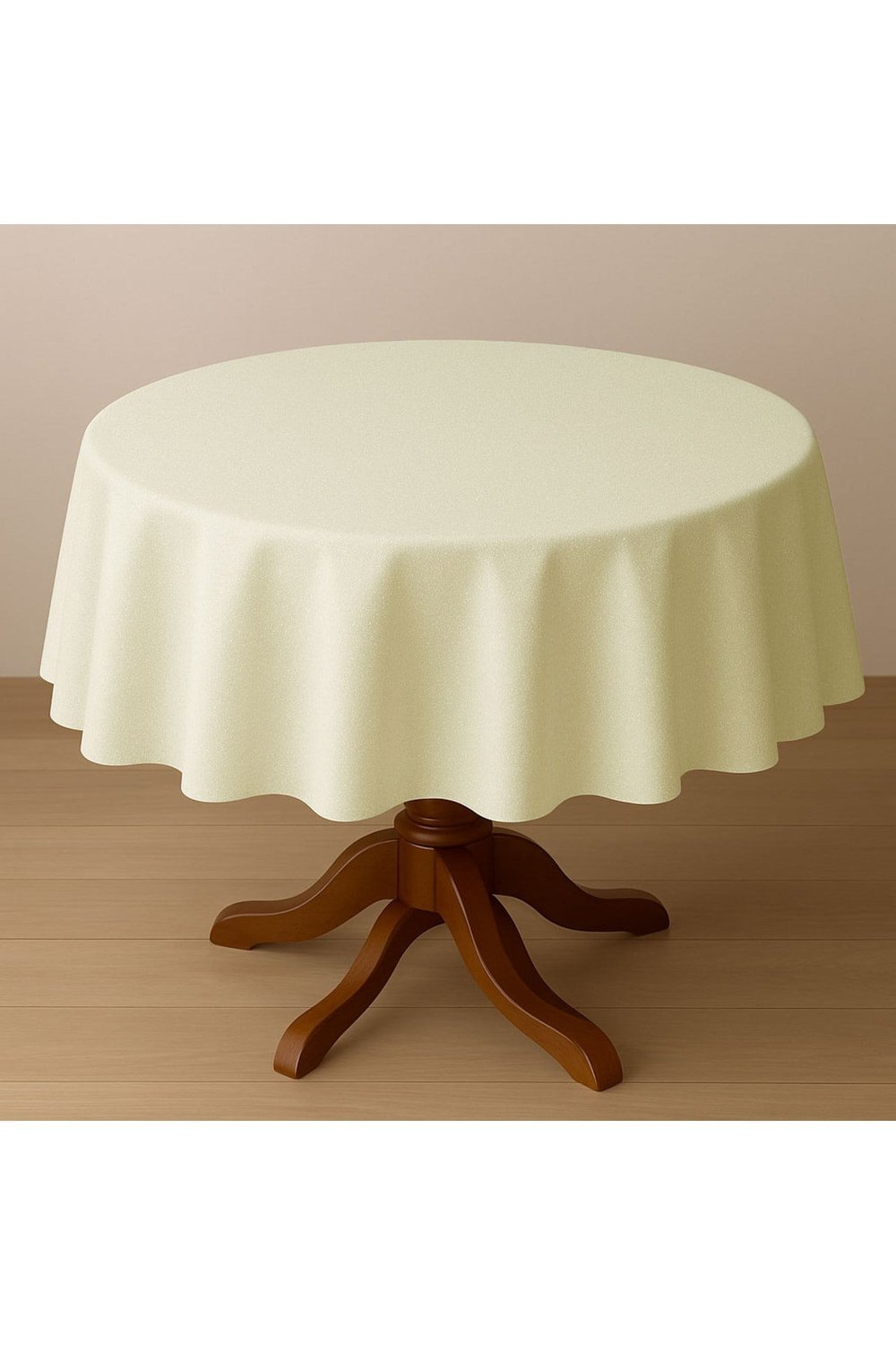 Polyester Keten Dertsiz Simli Yuvarlak Masa Örtüsü 160Cm