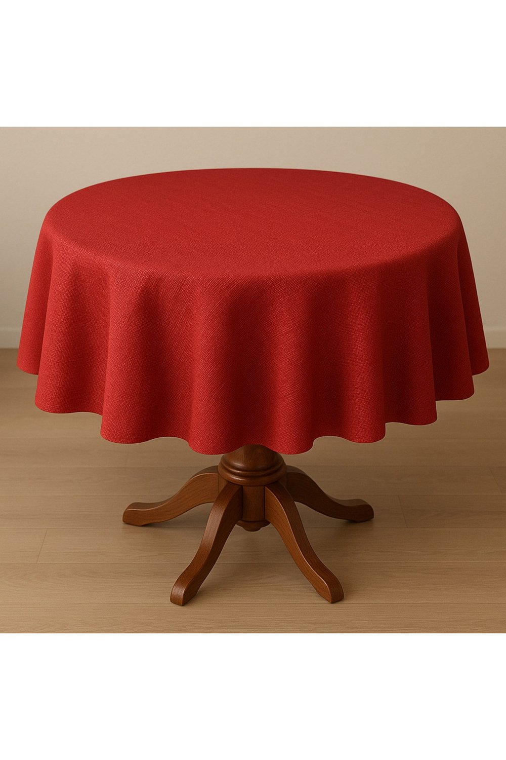 Polyester Simsiz Keten Yuvarlak Dertsiz Masa Örtüsü 160cm