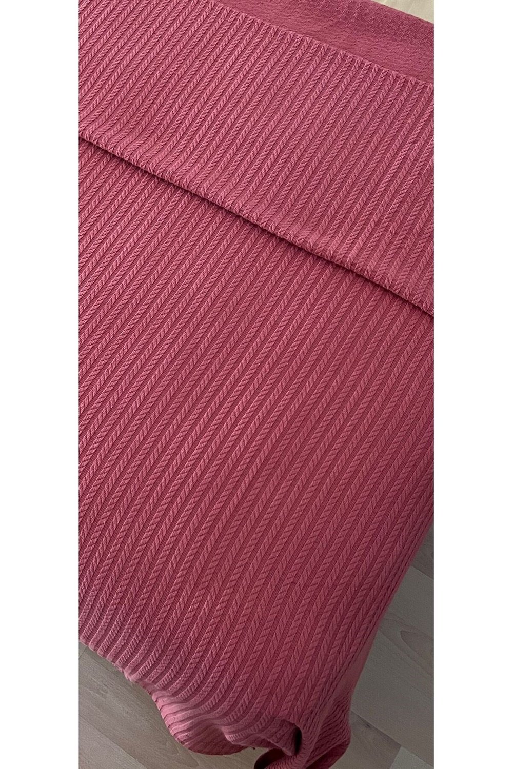 Saç Örgü Modelli TEK Kişilik Pamuklu Pike - Yatak Örtüsü 160 x 220 cm