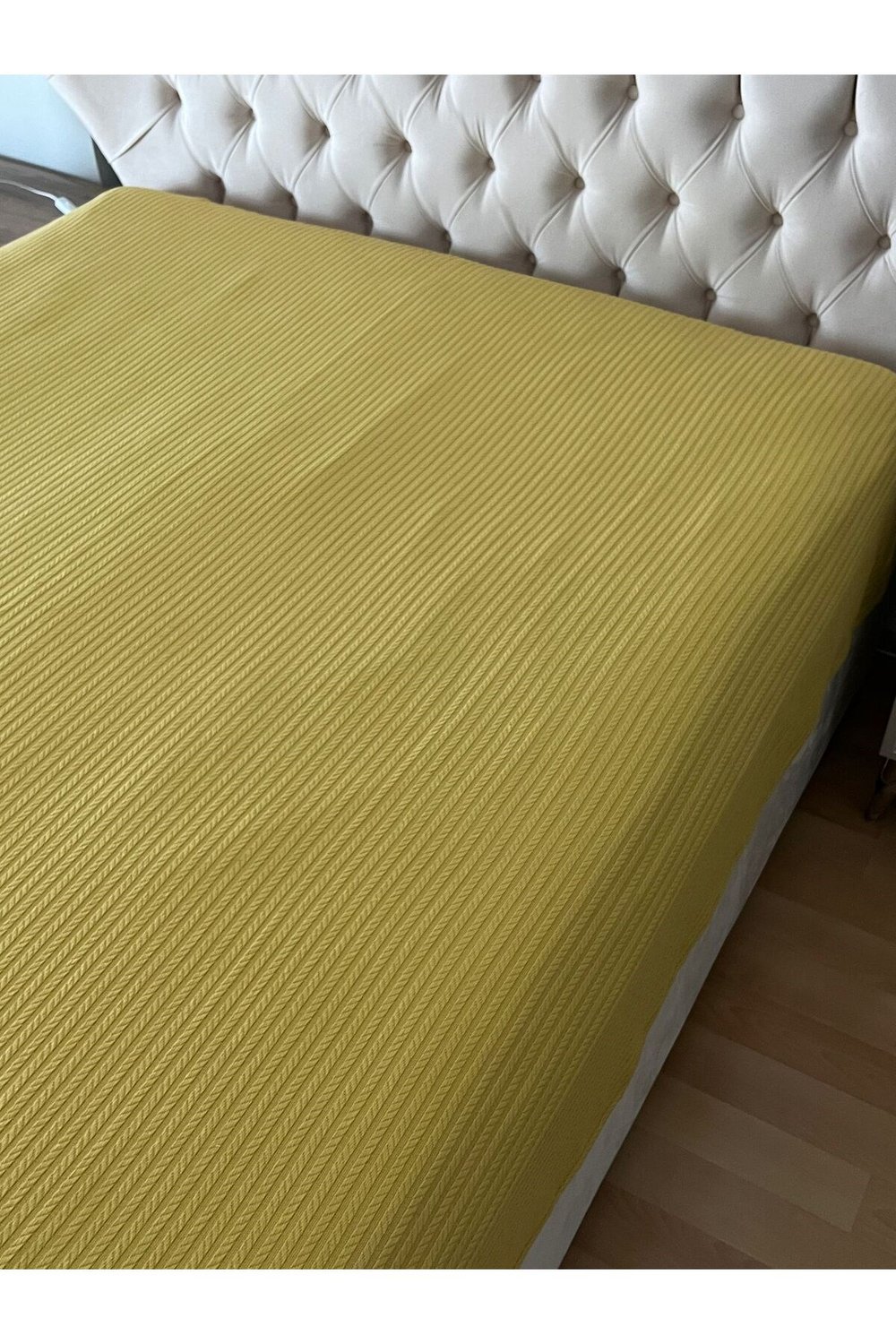 Saç Örgü Modelli TEK Kişilik Pamuklu Pike Takımı - Lastikli Çarşaf 160 x 220 cm