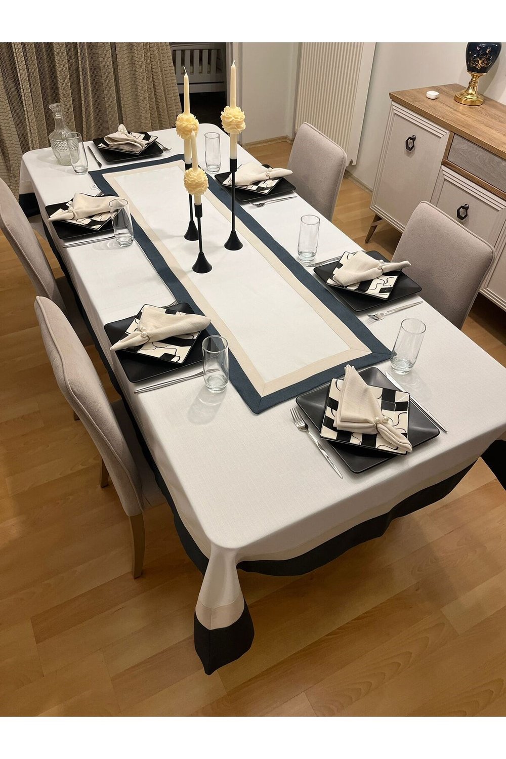 Swan Assos Premium Dertsiz Masa Örtüsü 14 Parça Takım