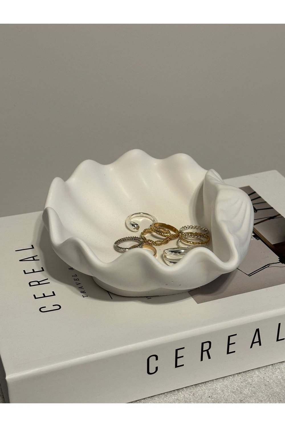 Tbohome Büyük Istiridye Tabak - Takı Tabağı - Dekoratif Tabak 13x9