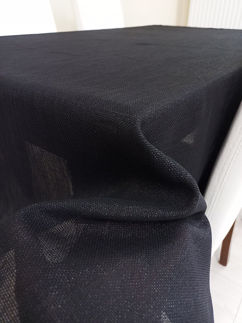 Zeren Home Elite Masa Örtüsü + Runner Takım | Lekeye Dayanıklı Linen Simli Siyah