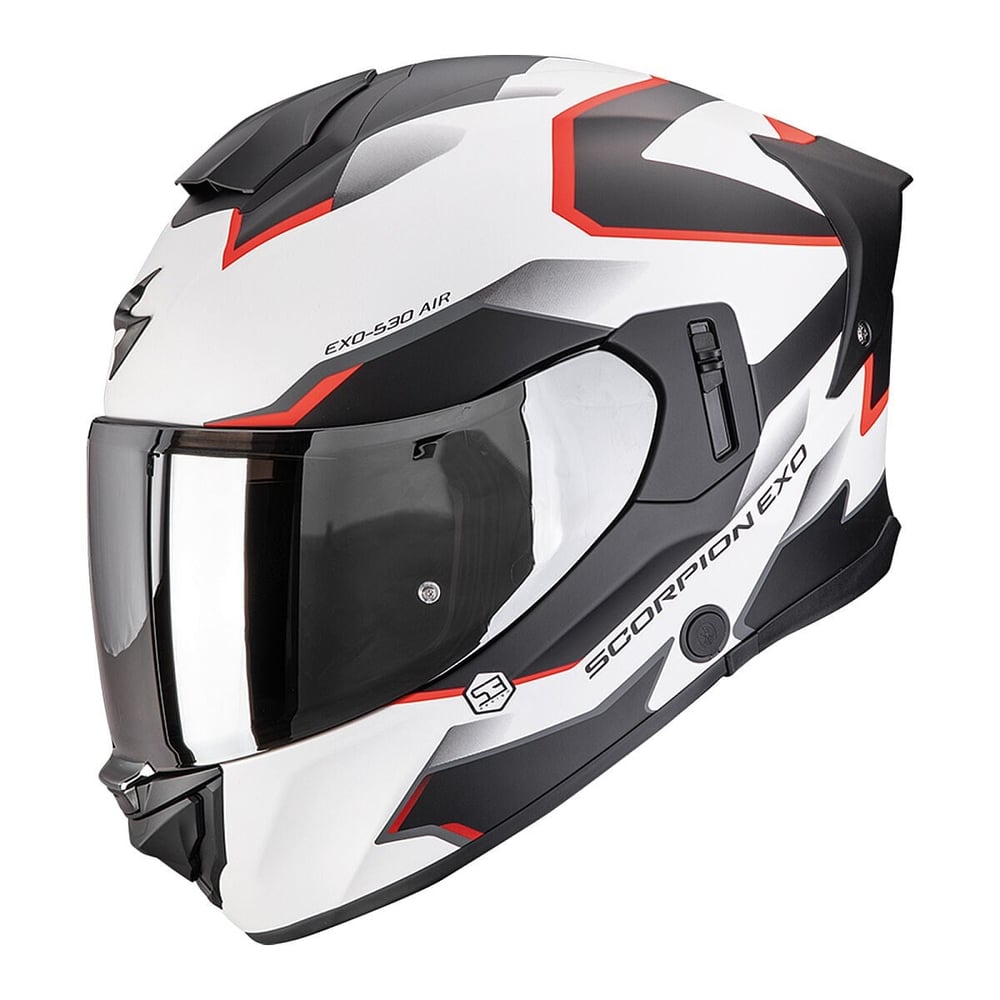 SCORPION EXO-530 AIR CLIP KAPALI MOTOSİKLET KASKI MAT BEYAZ / SİYAH / KIRMIZISCORPIONKapalı Kasklar
