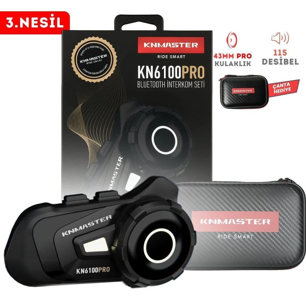 KNMASTER KN6100 PRO CARBON SİYAH İNTERKOM