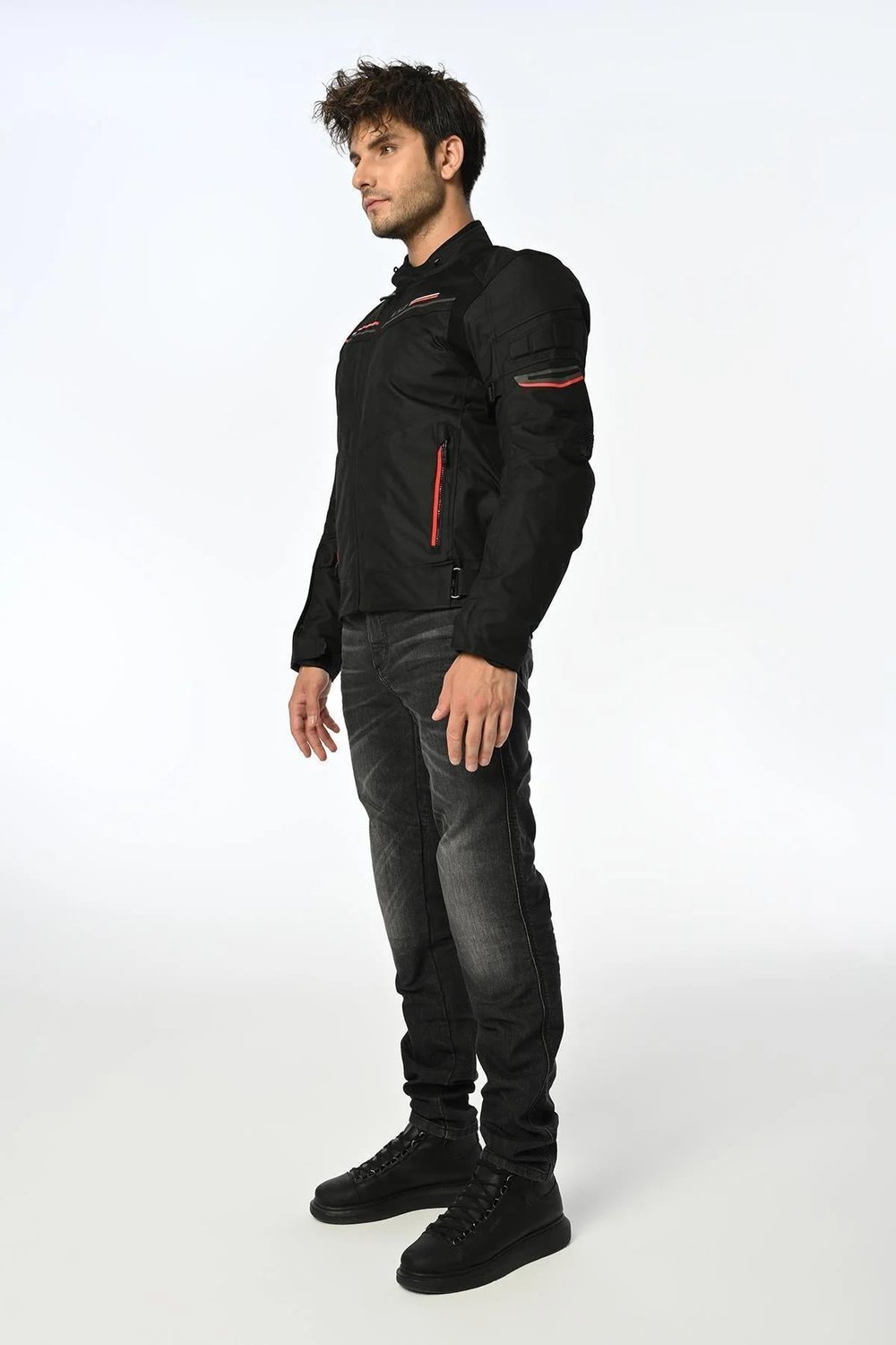 LS2 SHADOW MAN JACKET SİYAH KIRMIZI MONT