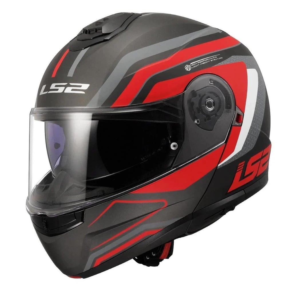 LS2 STROBE 2 PHANTOM MAT TITANIUM GRİ KIRMIZI KASK