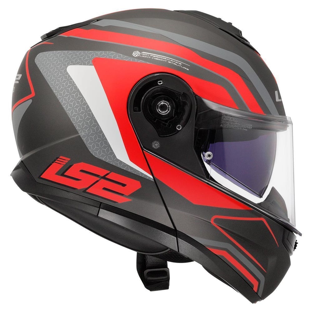LS2 STROBE 2 PHANTOM MAT TITANIUM GRİ KIRMIZI KASK