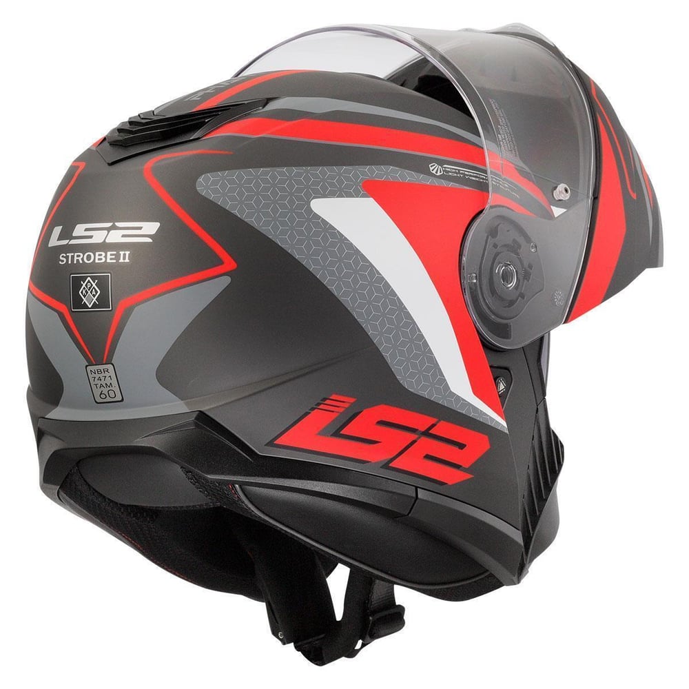 LS2 STROBE 2 PHANTOM MAT TITANIUM GRİ KIRMIZI KASK