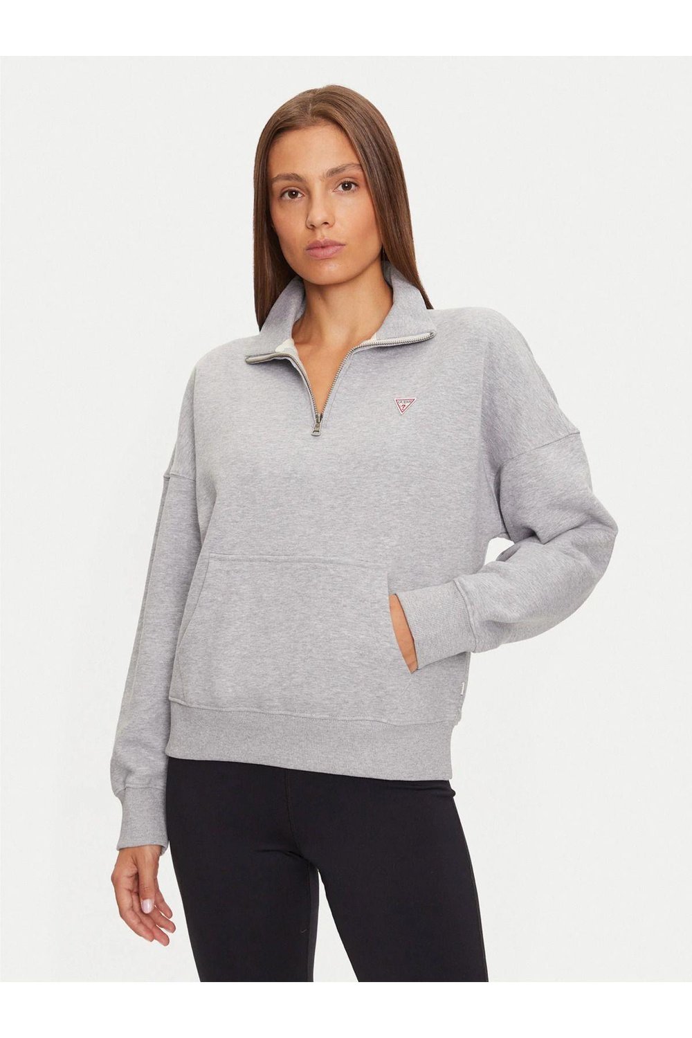 Jeans  Fermuarlı Yaka Marka Logo Desenli Kadın Sweatshirt GJ HALF ZIP OS MINI - ORGANIC CO/PL
