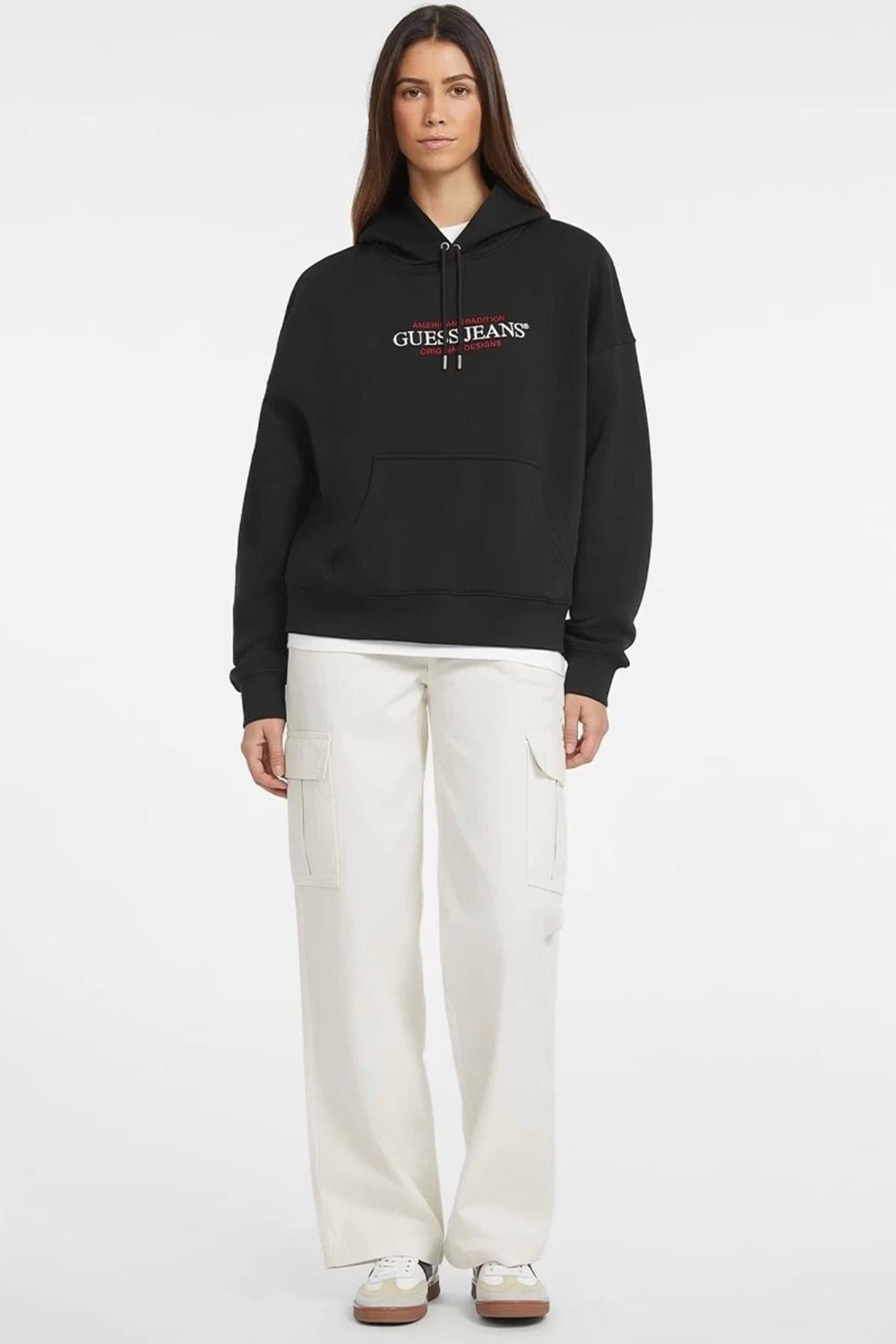 Jeans Kadın Kapüşonlu Oversize Siyah Sweatshirt