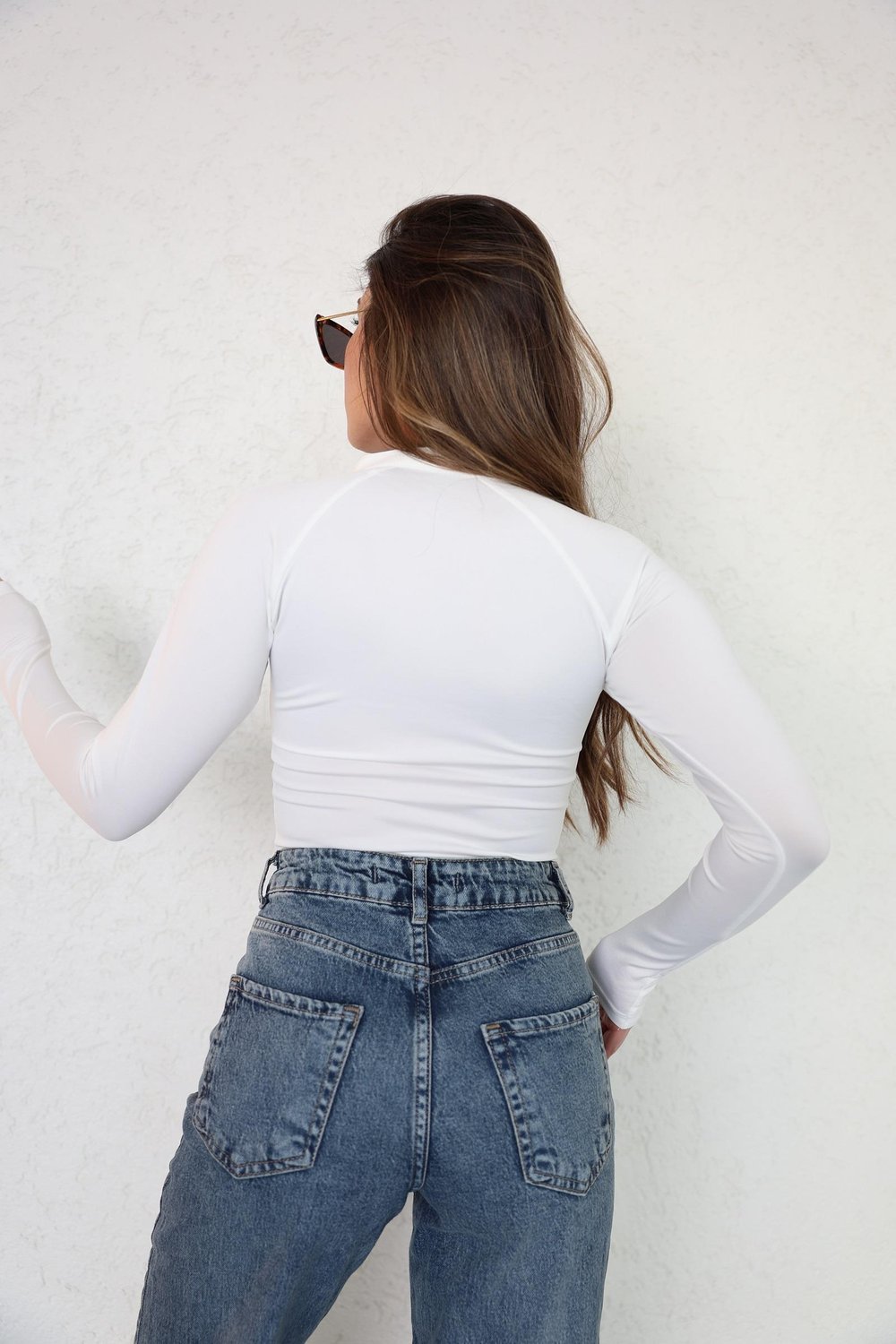 Hakim Yaka Fermuarlı Bodysuit