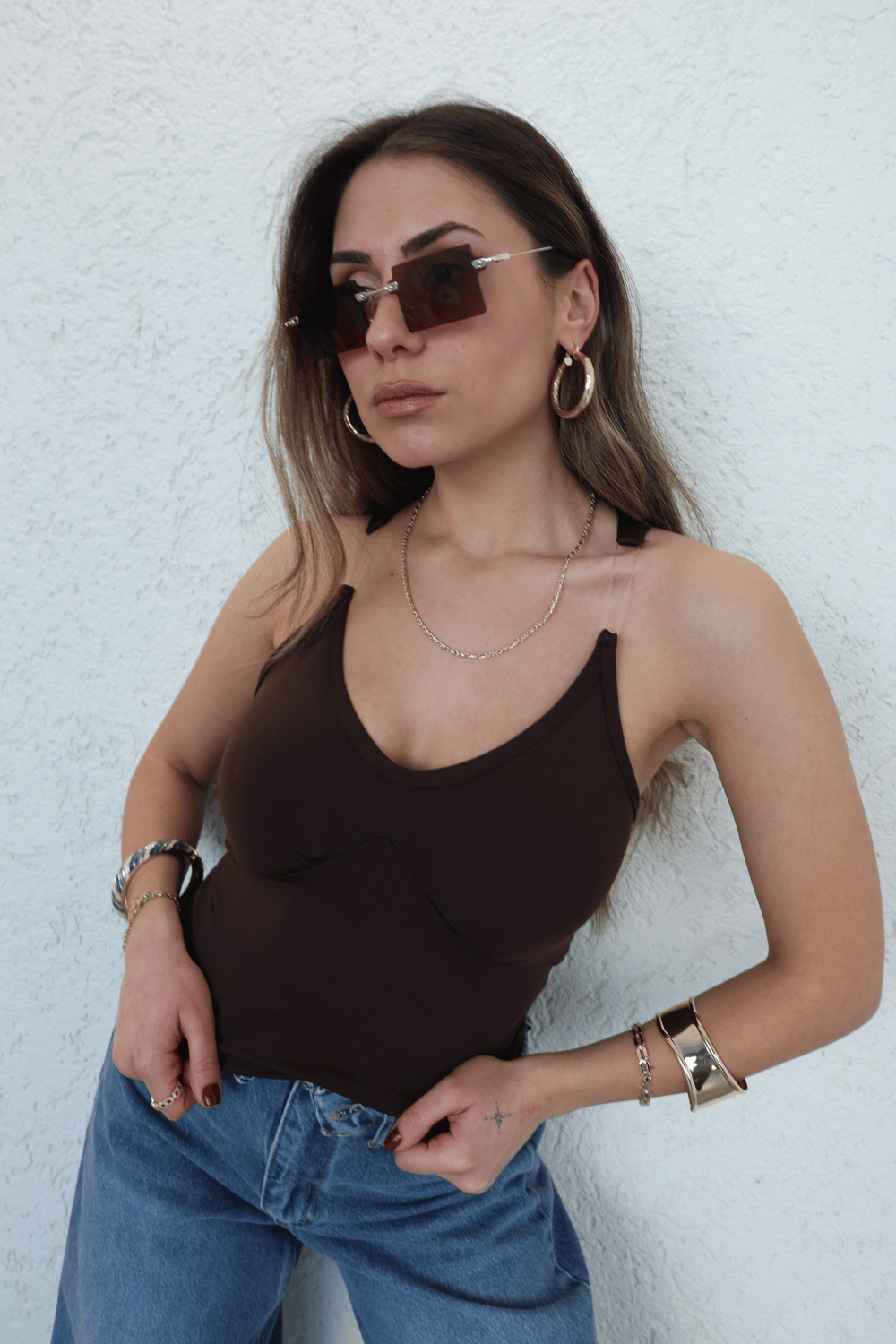 Hayalet Askılı Kaplı Bluz