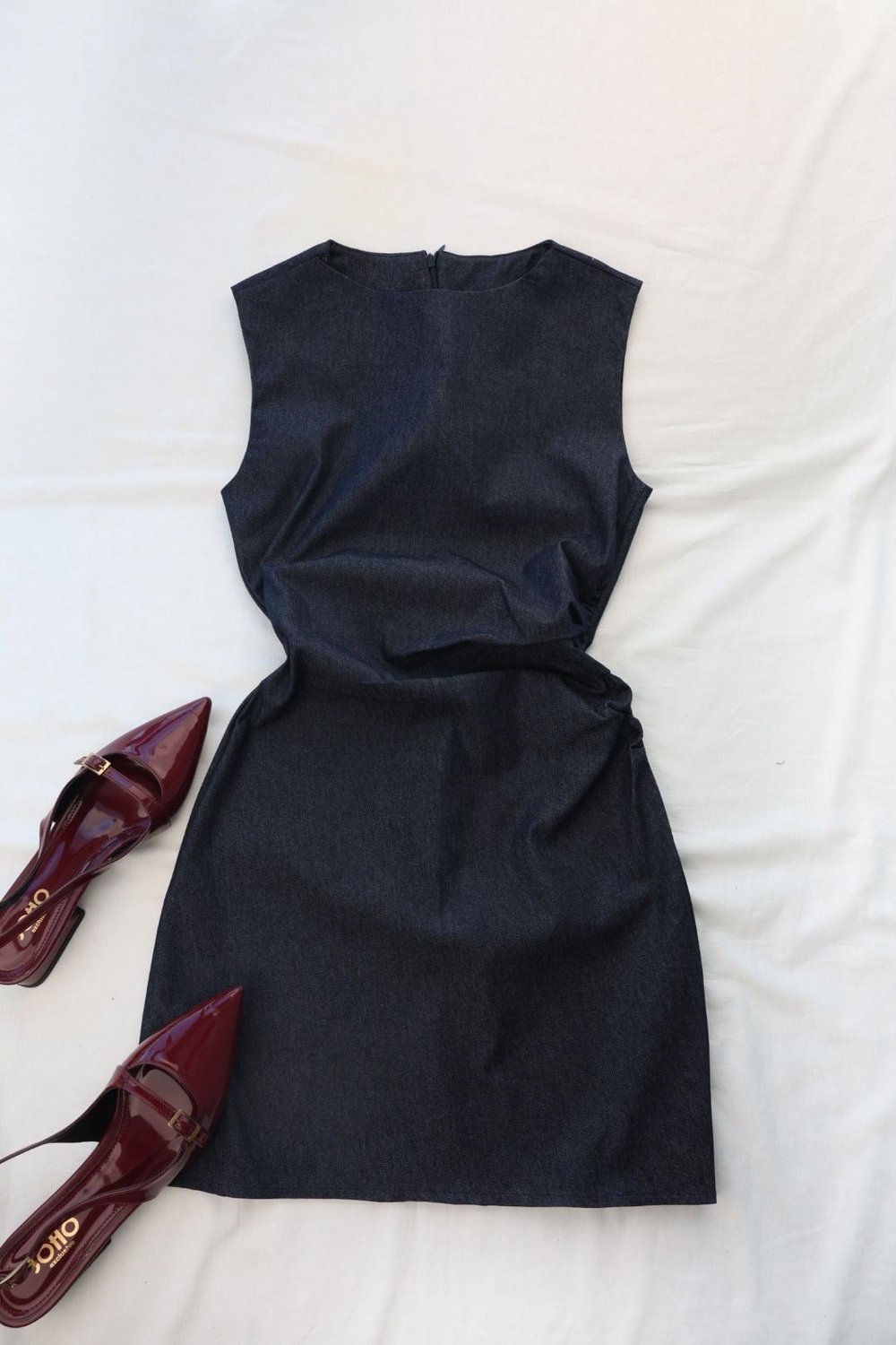 ElbiseKolsuz Mini Denim Elbise