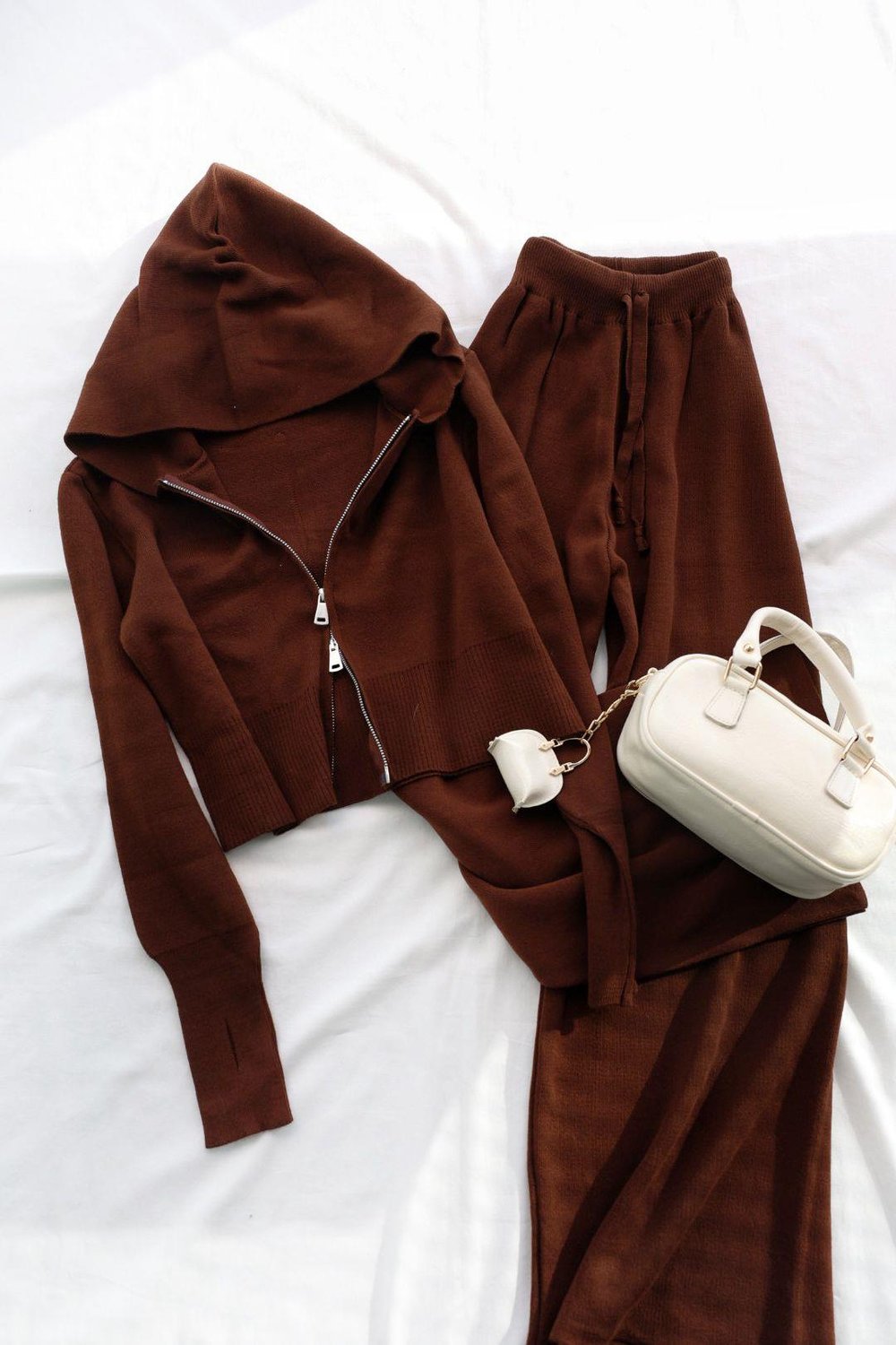 Triko/KazakKapşonlu Fermuarlı Triko Takım