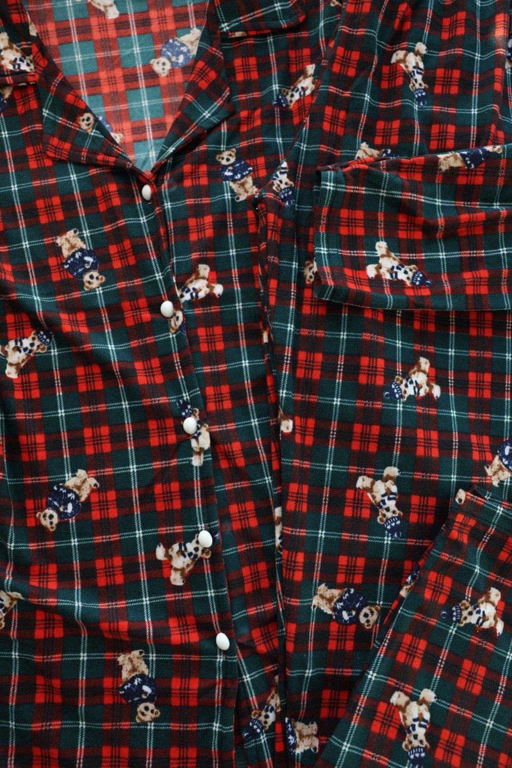 Düğmeli Desenli Pijama Takım
