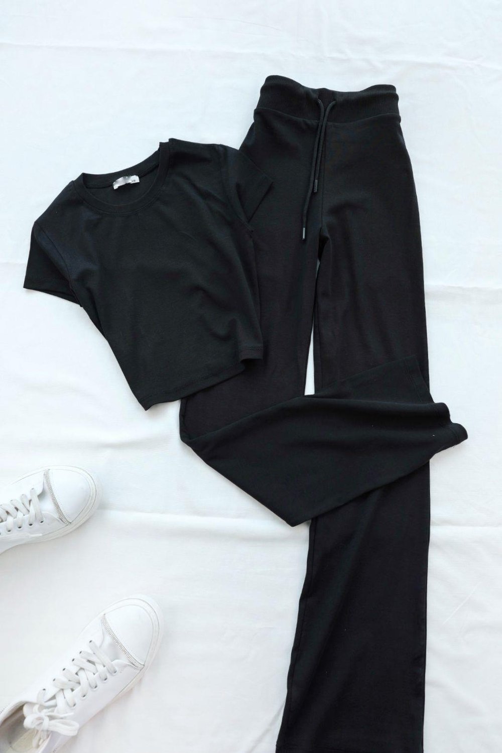 Pantolon TakımRibanalı Crop Pantolon Penye Takım