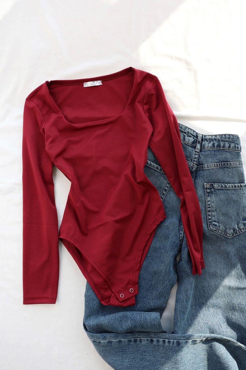 BodysuitUzun Kol Kare Yaka Zıbın