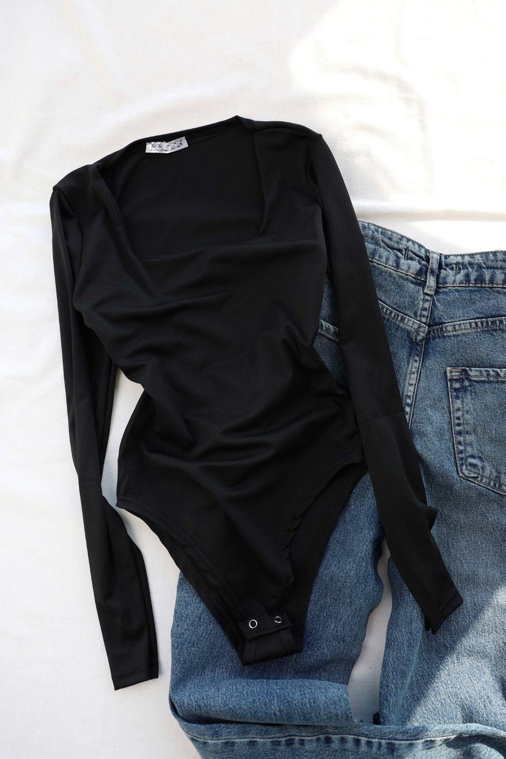 BodysuitUzun Kol Kare Yaka Zıbın