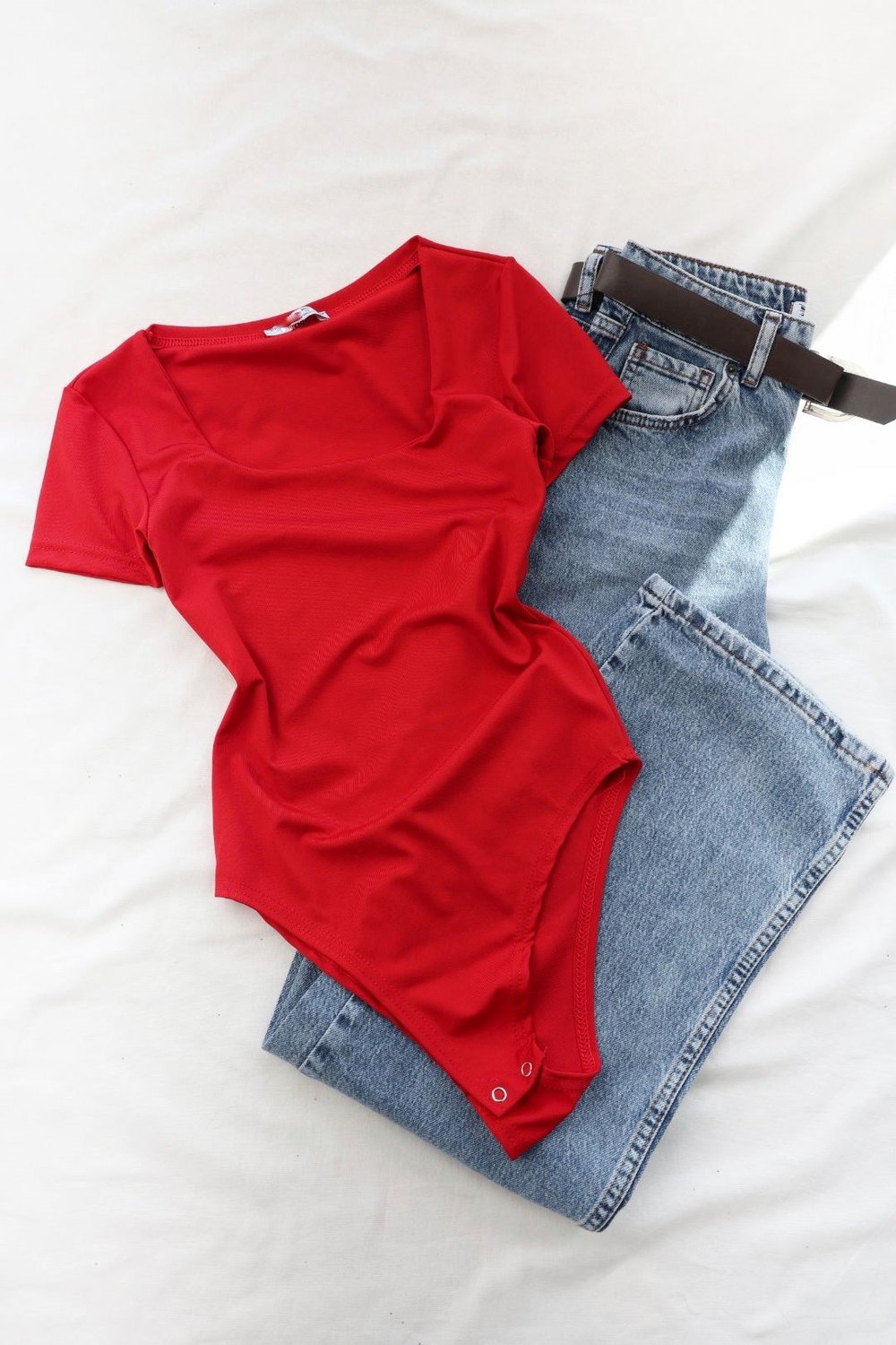 BodysuitKısa Kol Kare Yaka Zıbın