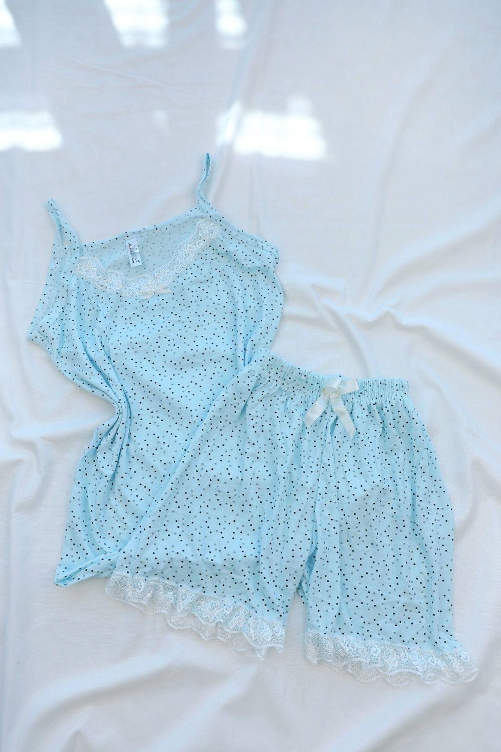 Pijama TakımAskılı Dantelli Şort Takım