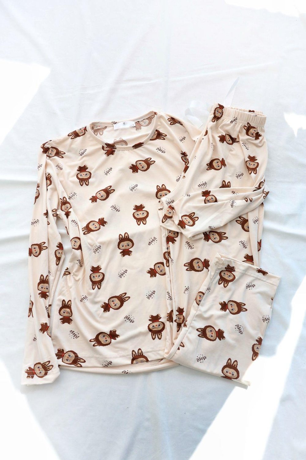 Pijama TakımBisiklet Yaka Desenli Penye Uzun Kol Pijama Takım