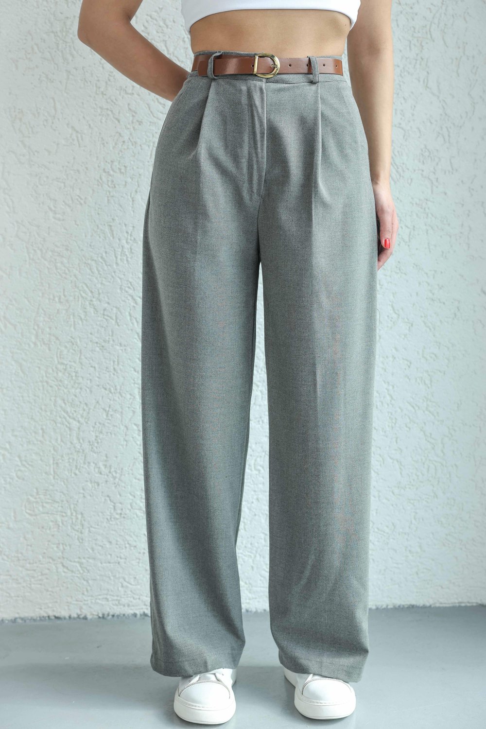 PantolonKemerli Kumaş Pantolon