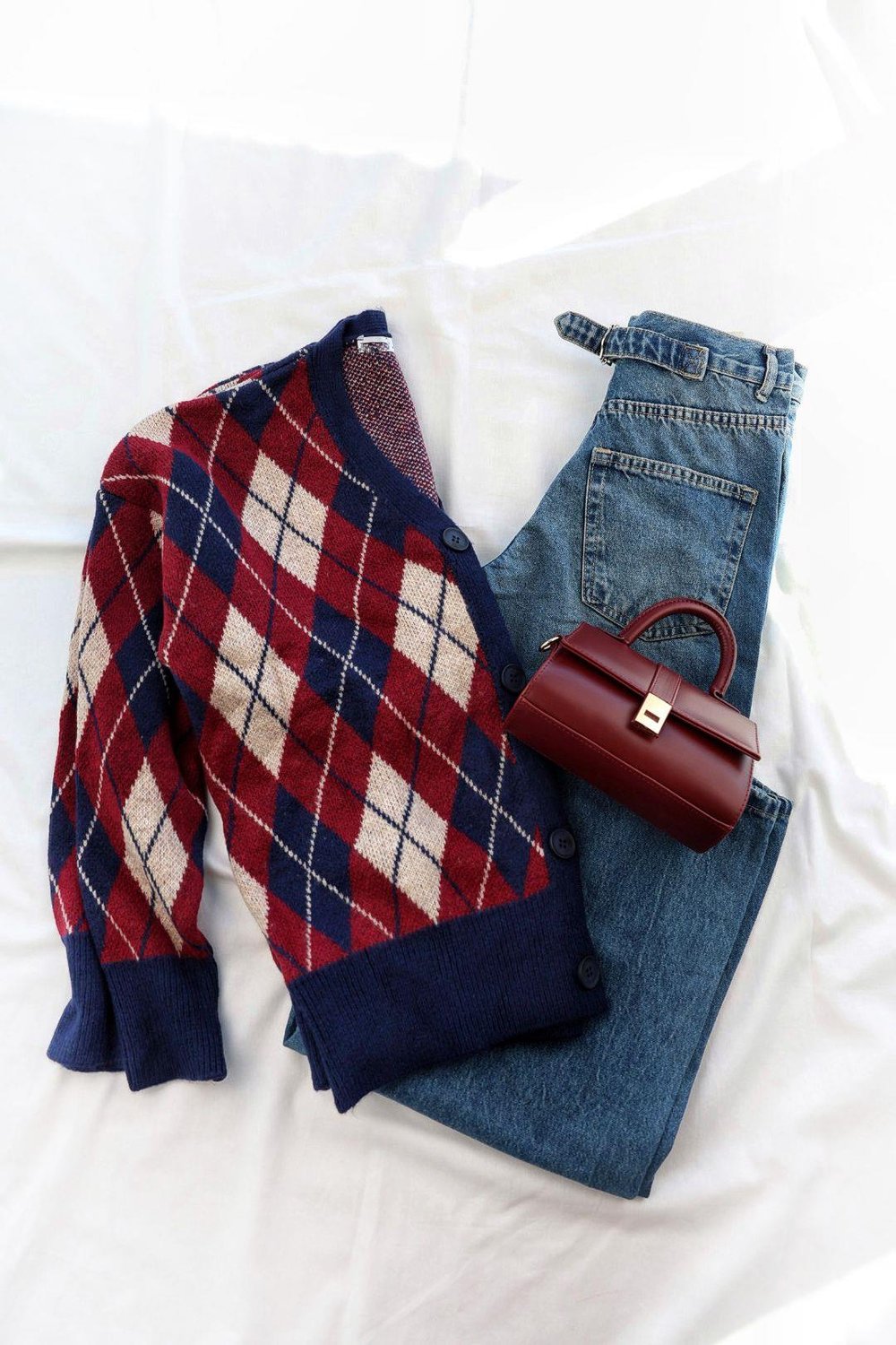 HırkaBaklava Desen Kalın Düğmeli Hırka