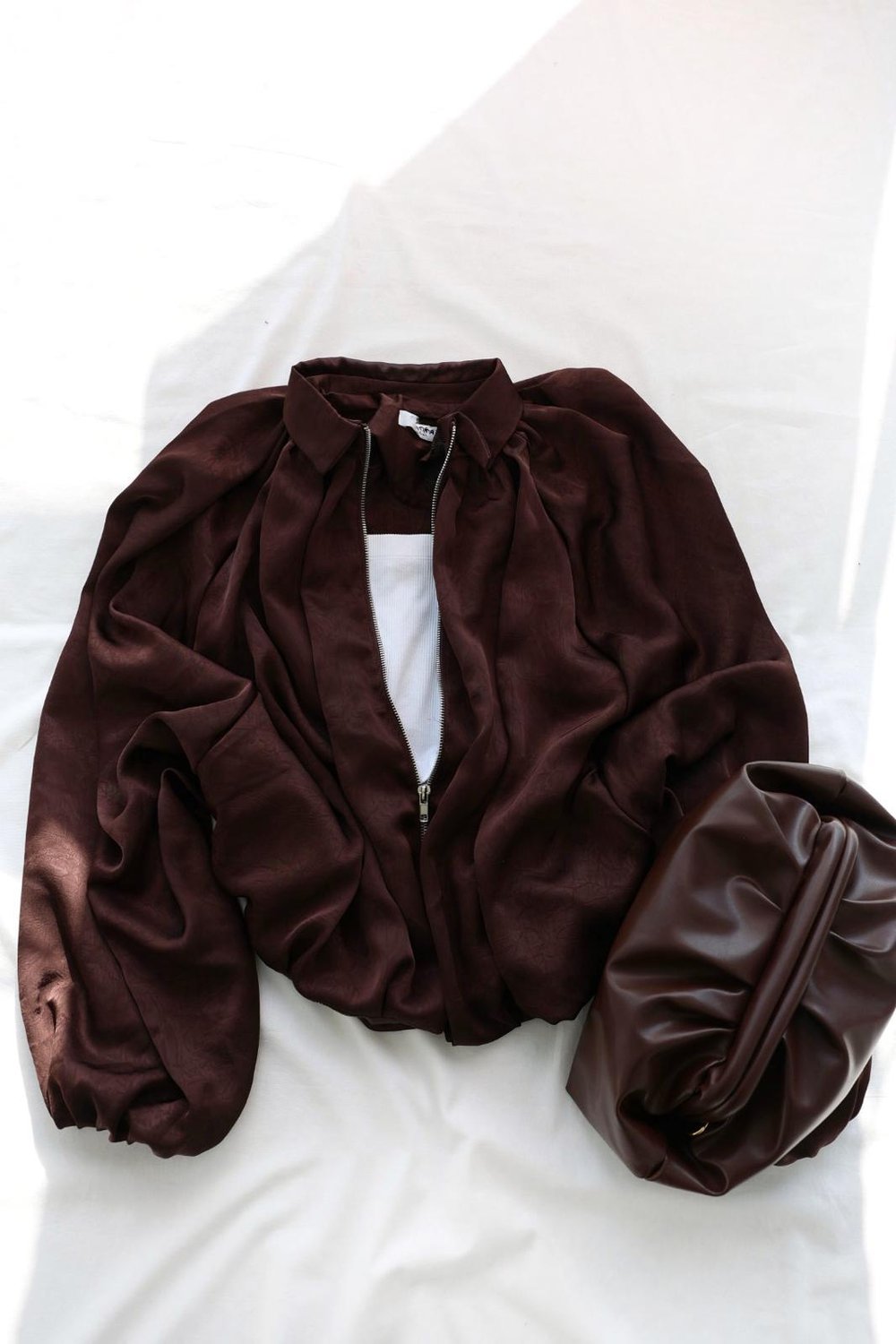 CeketFermuarlı Saten Tasarım Ceket