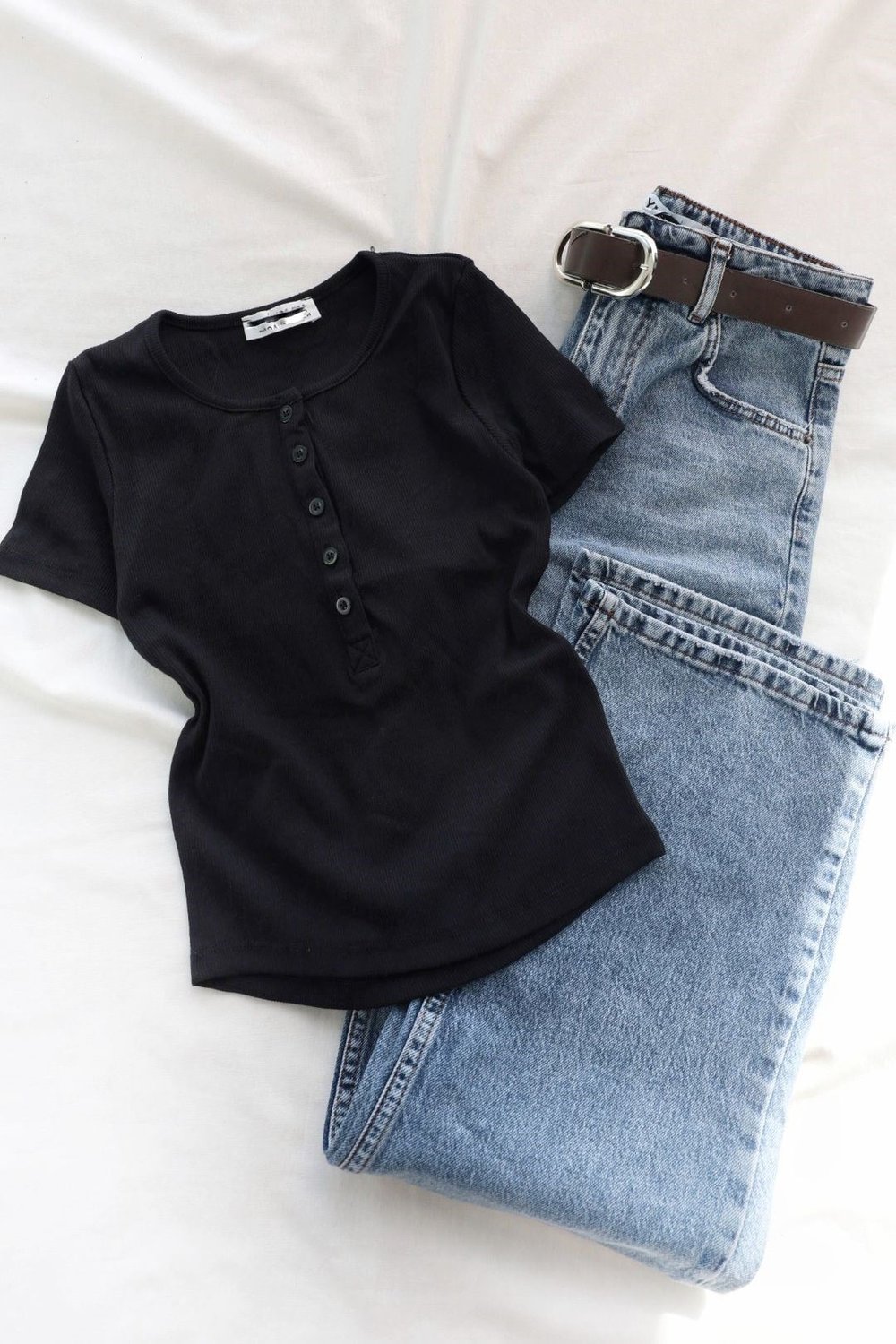 CroptopsBasic Düğmeli Patlı Kaşkorse Crop