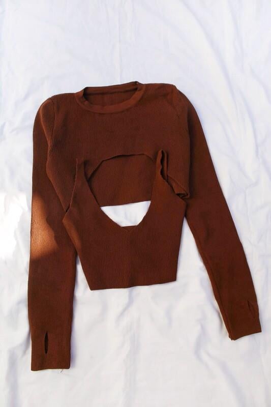 Parmak Geçmeli Bolerolu Crop Takım