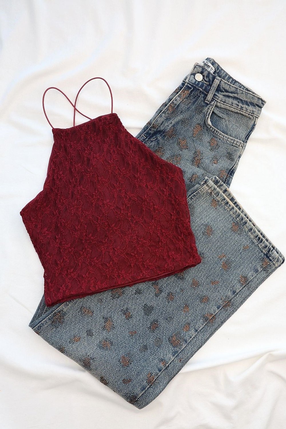 CroptopsLastikli Halter Dantel Crop