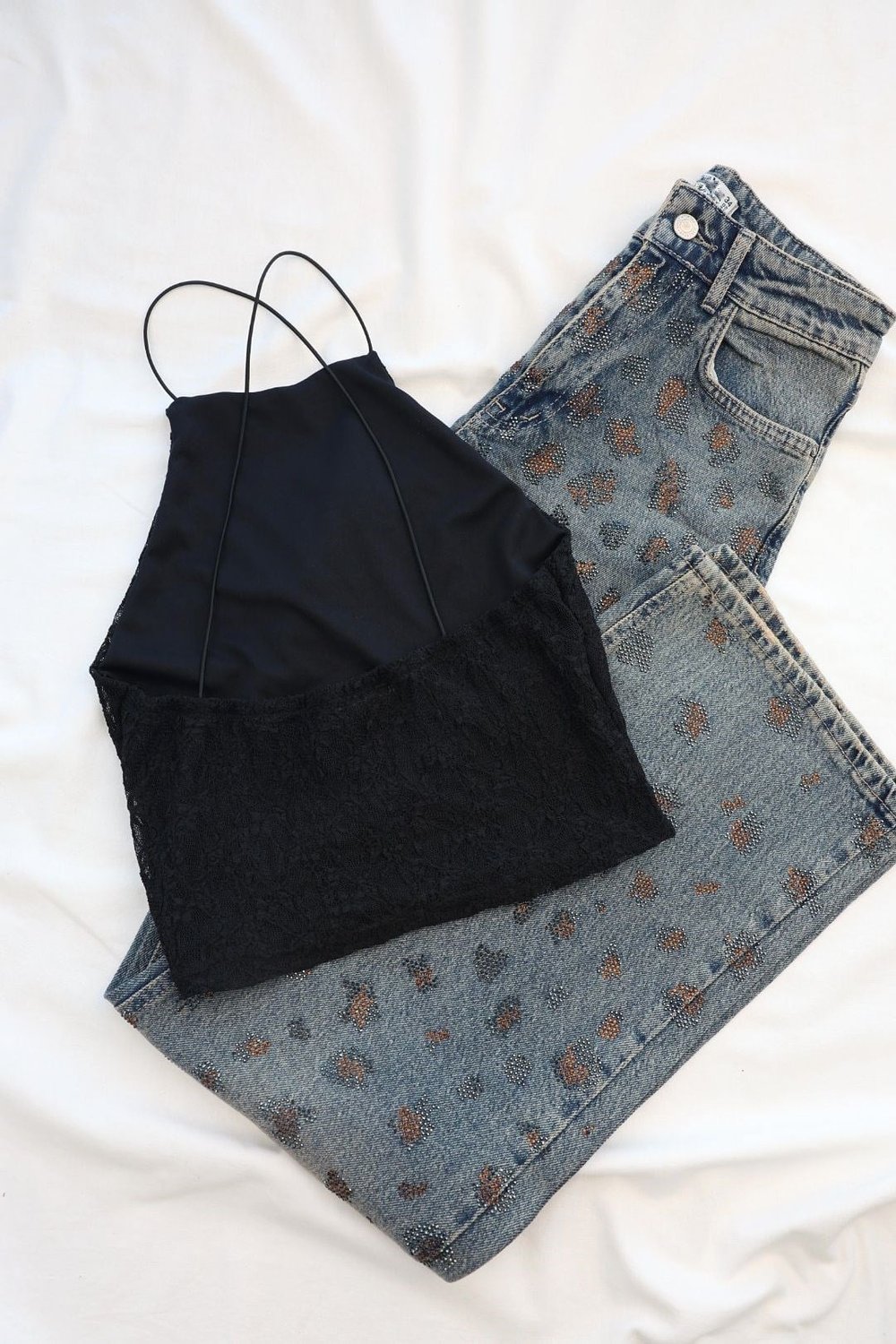 Lastikli Halter Dantel Crop
