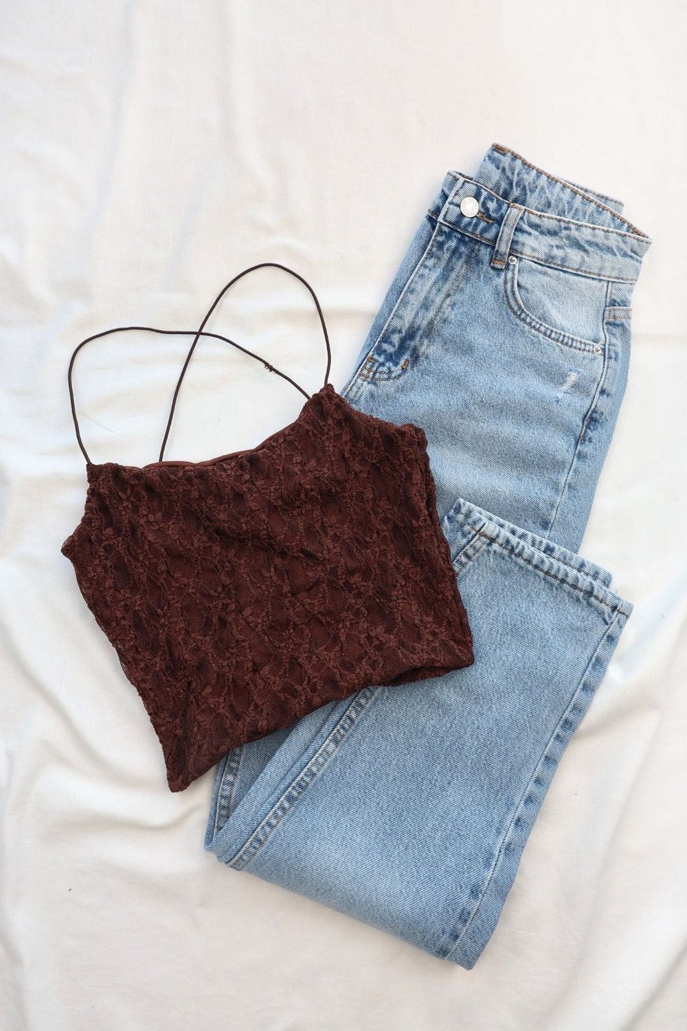 CroptopsAskılı Sırt Çapraz Dantel Crop