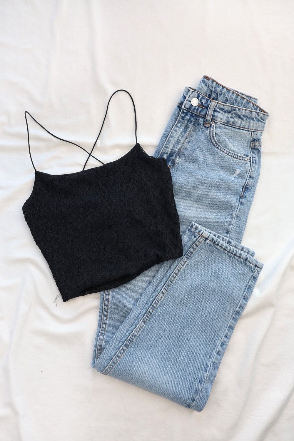 CroptopsAskılı Sırt Çapraz Dantel Crop
