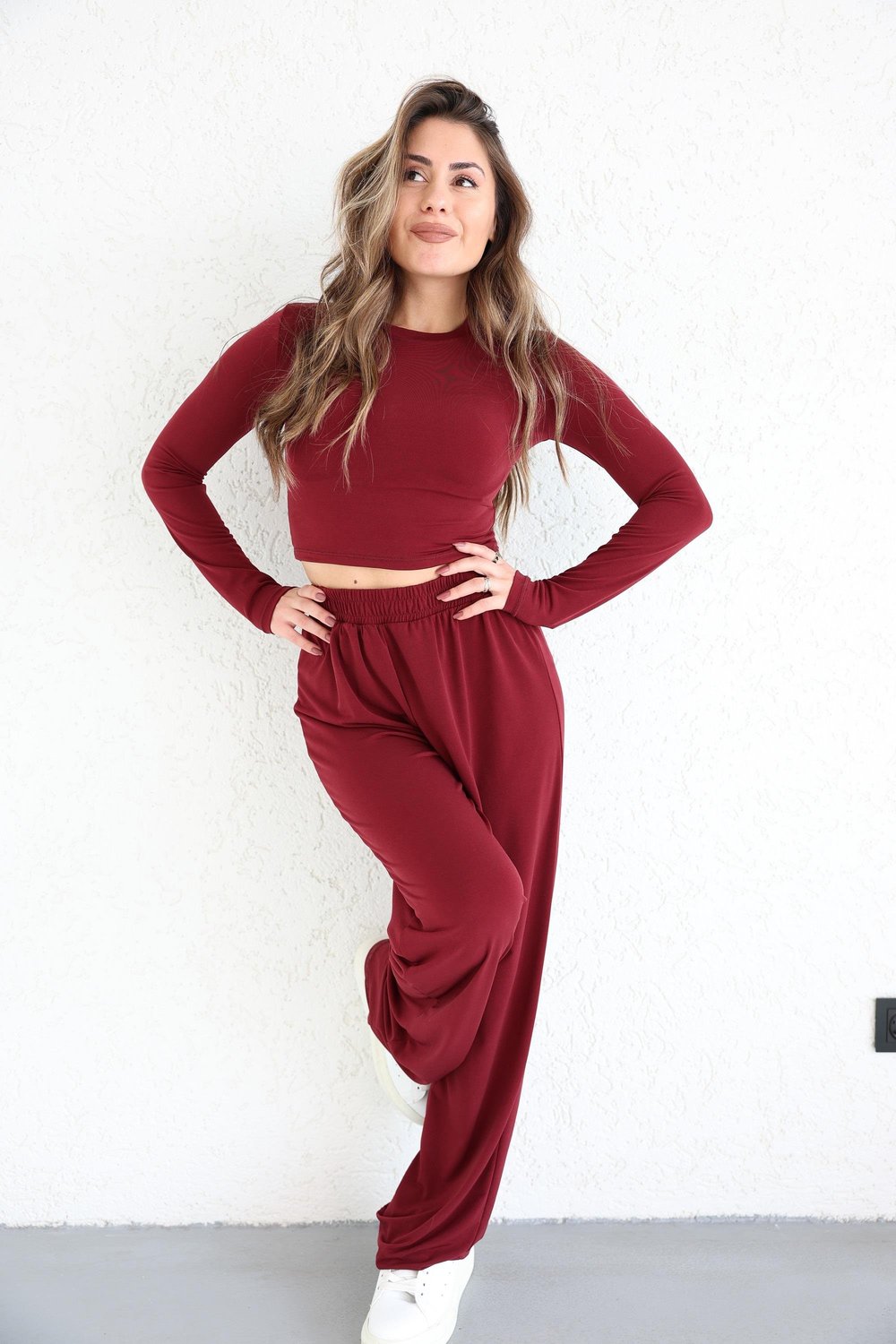 Pantolon TakımBisiklet Yaka Plazzo Pantolon Takım