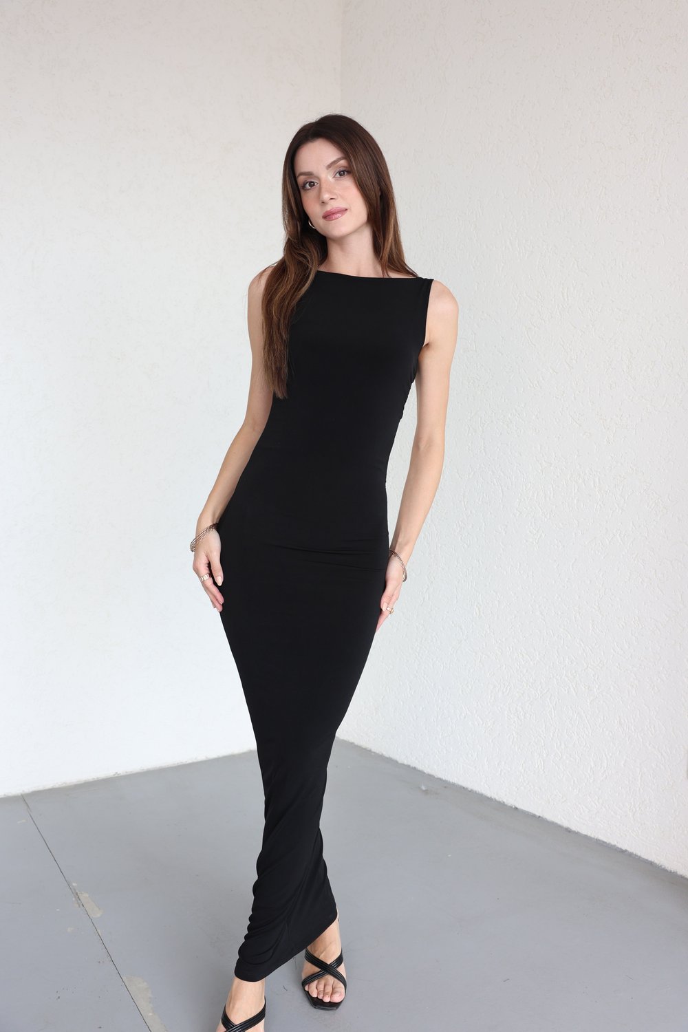 Sırt Açık Maxi Sendy Elbise