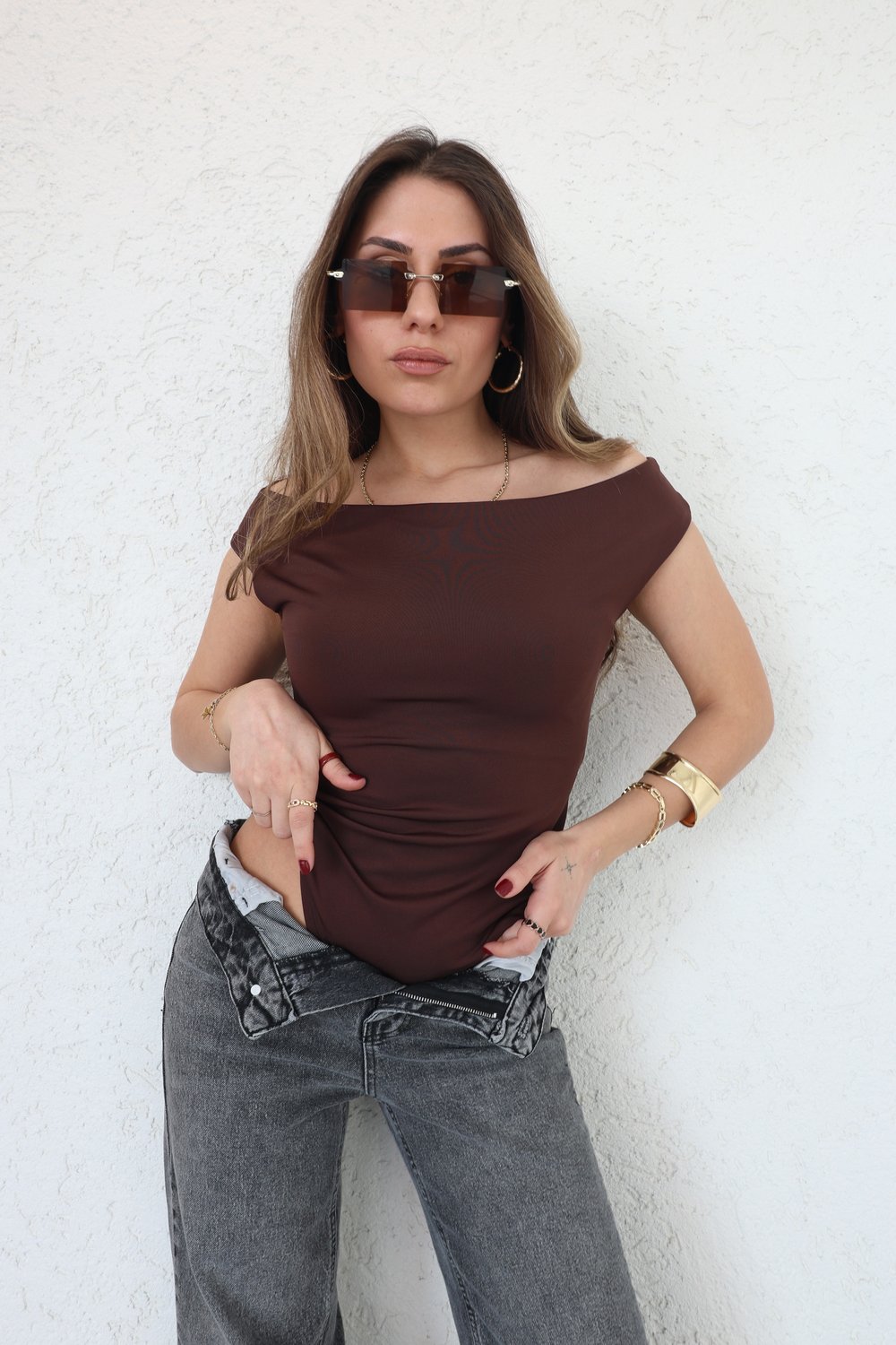 Kayık Yaka Dalgıç Bodysuit