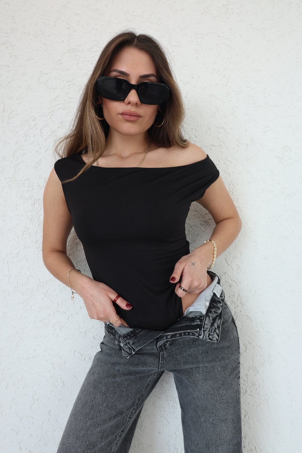 Kayık Yaka Dalgıç Bodysuit
