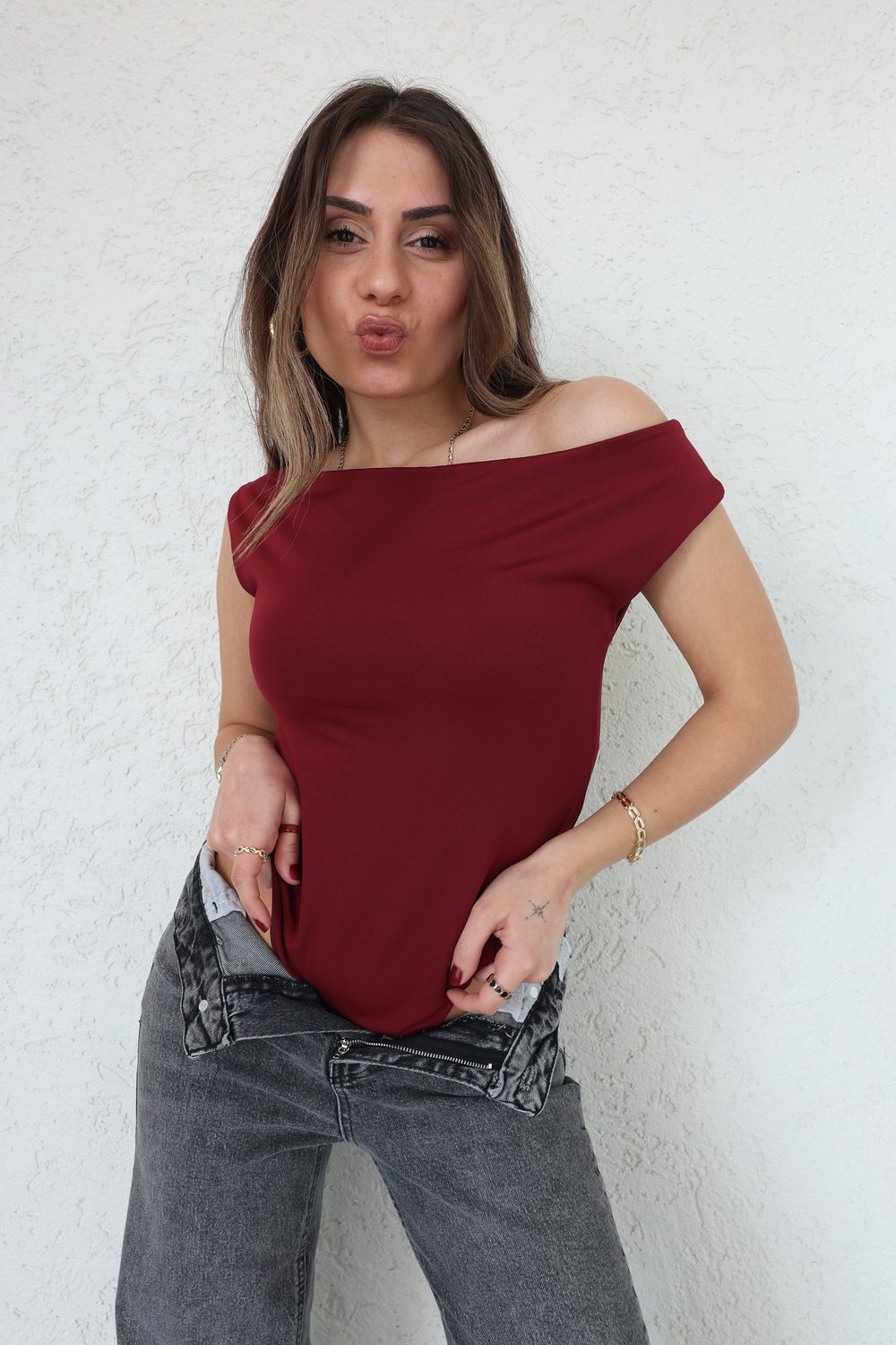 Kayık Yaka Dalgıç Bodysuit