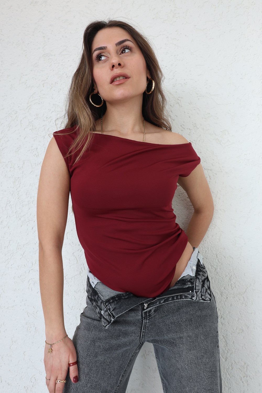 Kayık Yaka Dalgıç Bodysuit