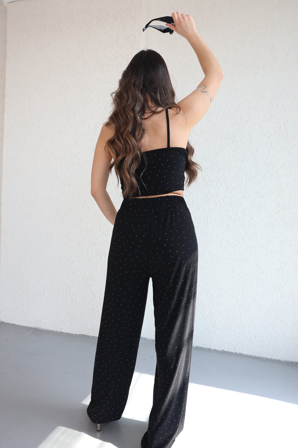 Halter Yaka Taşlı Plazzo Takım