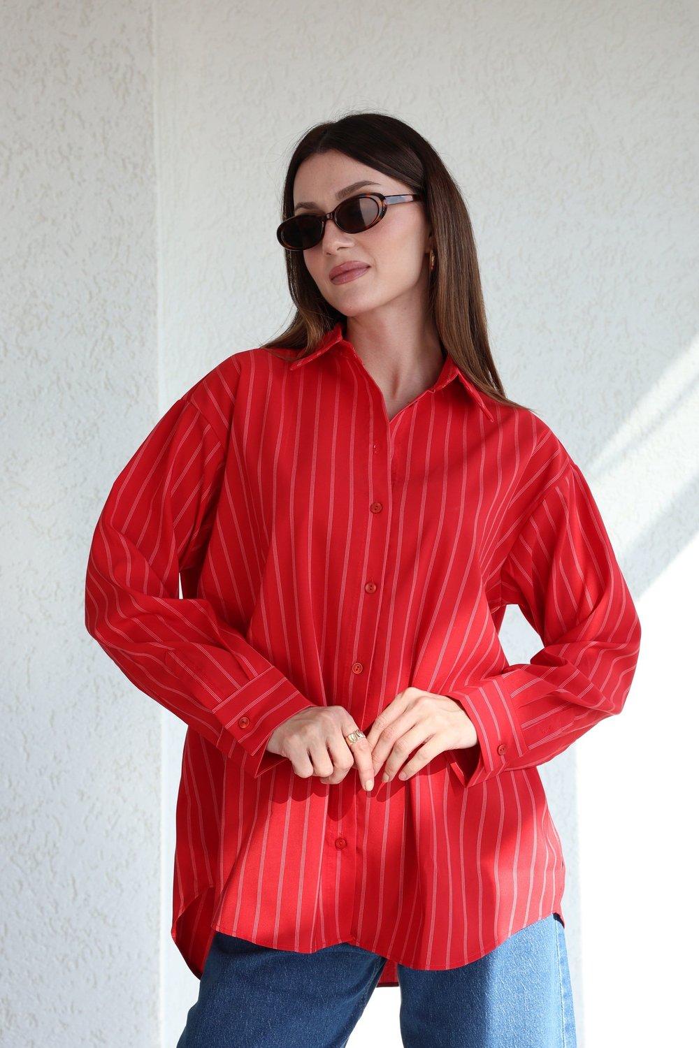 Çizgili Oversize Gömlek