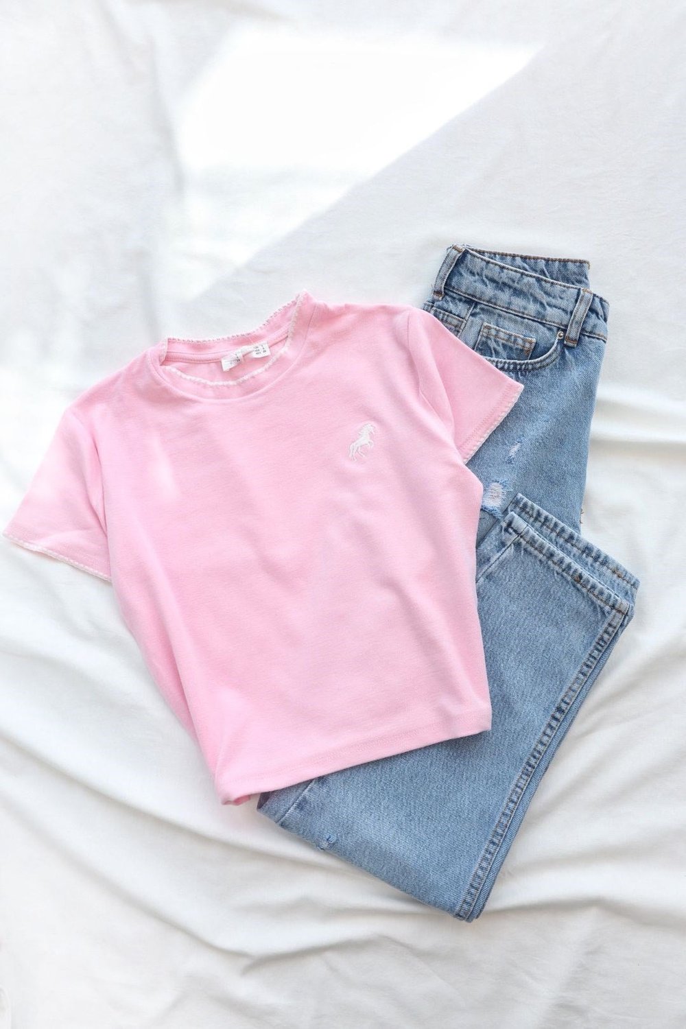TshirtModal Alt Nakışlı Crop Tshirt