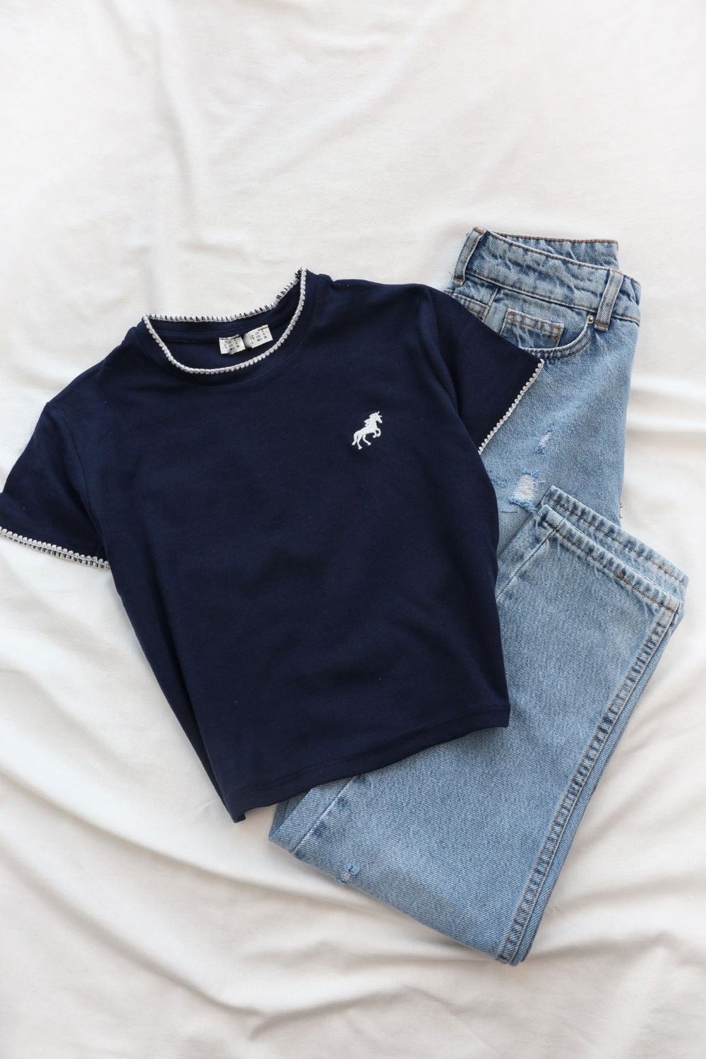 TshirtModal Alt Nakışlı Crop Tshirt