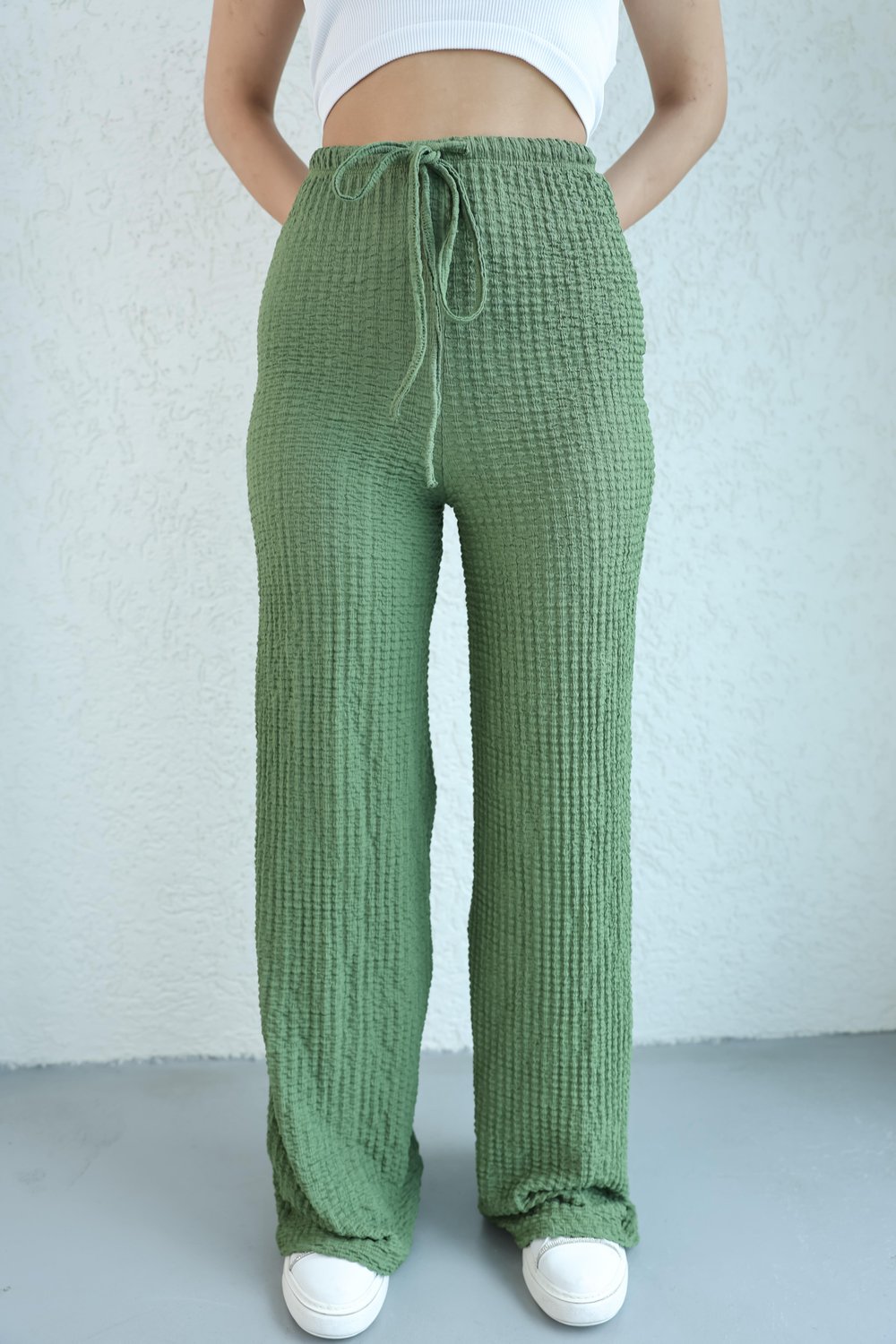 Gofre Bağcıklı Plazzo Pantolon