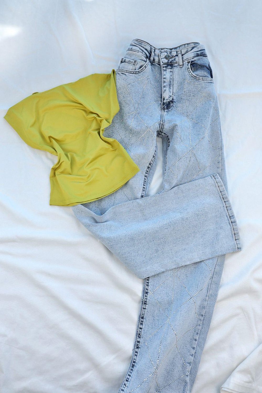 Jean/KotBaklava Taşlı Likralı Plazzo Jean