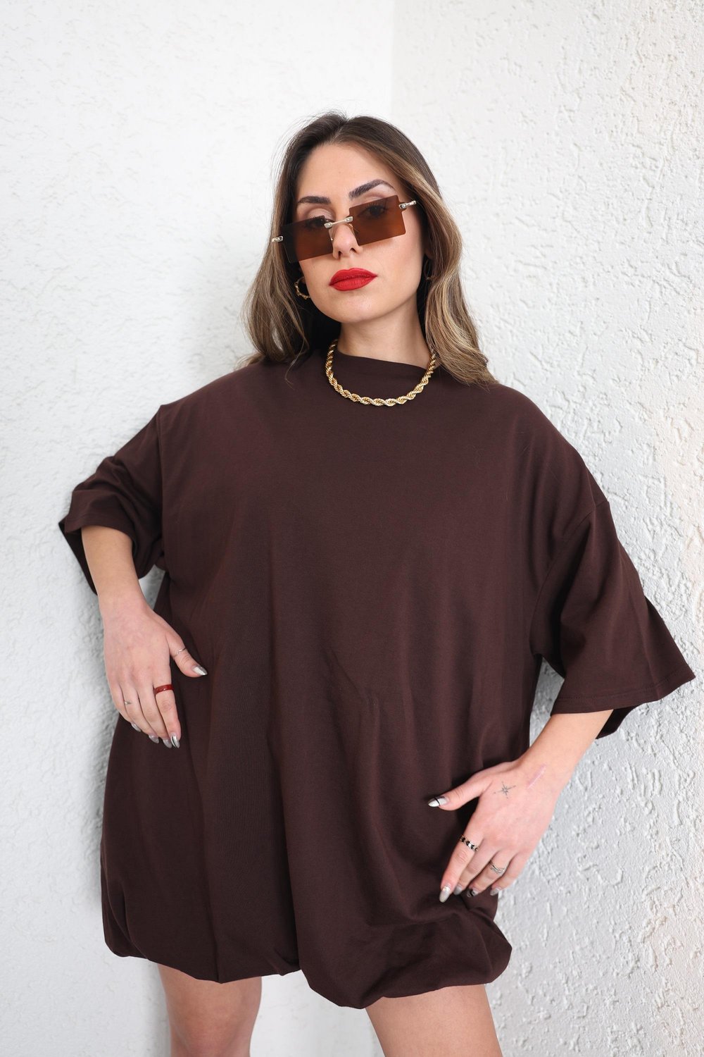 Oversize Balon Penye Elbise