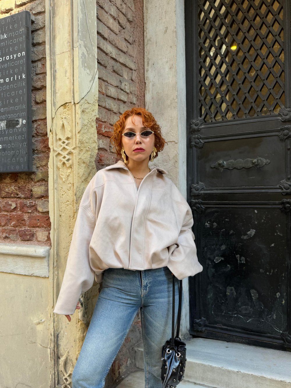  Trent Viral Yarasa Düşük Kol Oversize Süet Bomber Ceket